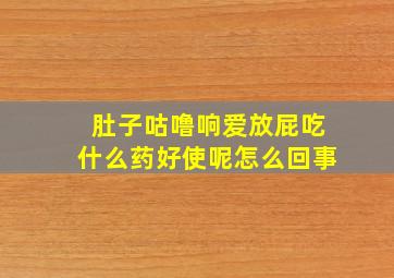 肚子咕噜响爱放屁吃什么药好使呢怎么回事