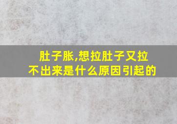 肚子胀,想拉肚子又拉不出来是什么原因引起的