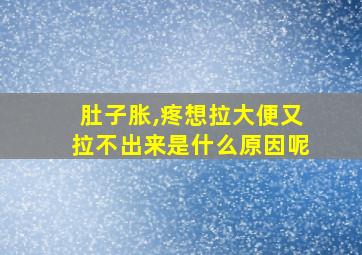 肚子胀,疼想拉大便又拉不出来是什么原因呢