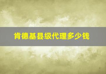 肯德基县级代理多少钱