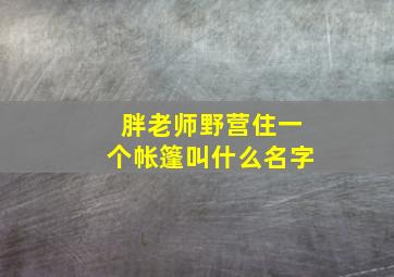 胖老师野营住一个帐篷叫什么名字