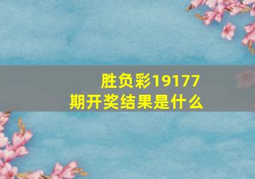 胜负彩19177期开奖结果是什么