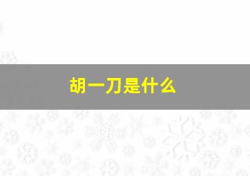 胡一刀是什么