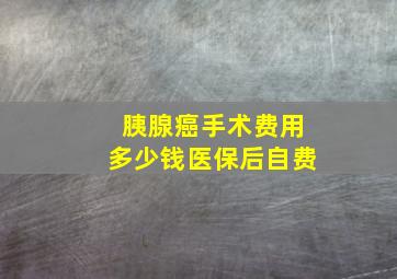 胰腺癌手术费用多少钱医保后自费