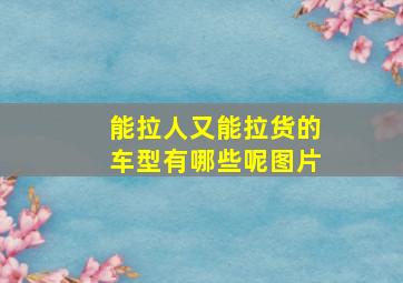 能拉人又能拉货的车型有哪些呢图片