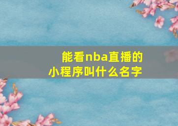 能看nba直播的小程序叫什么名字