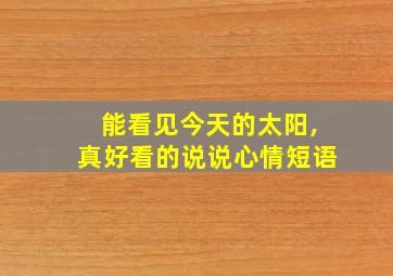 能看见今天的太阳,真好看的说说心情短语