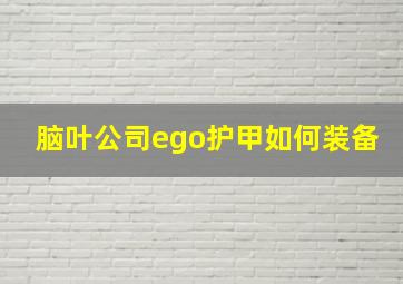 脑叶公司ego护甲如何装备