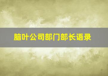 脑叶公司部门部长语录