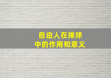 自由人在排球中的作用和意义