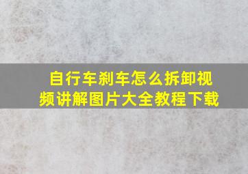 自行车刹车怎么拆卸视频讲解图片大全教程下载