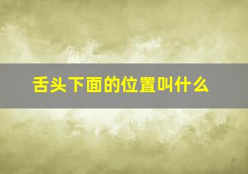 舌头下面的位置叫什么