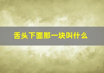 舌头下面那一块叫什么