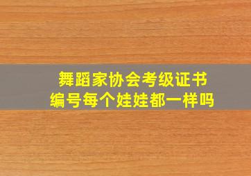 舞蹈家协会考级证书编号每个娃娃都一样吗