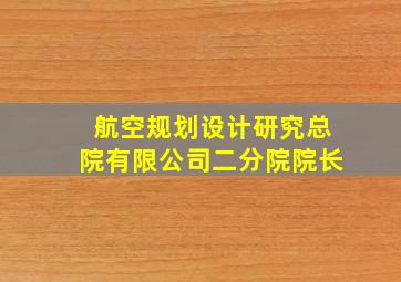 航空规划设计研究总院有限公司二分院院长