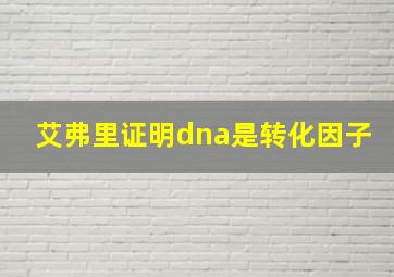 艾弗里证明dna是转化因子