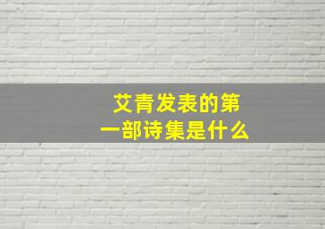 艾青发表的第一部诗集是什么