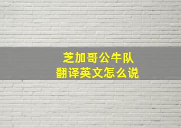 芝加哥公牛队翻译英文怎么说