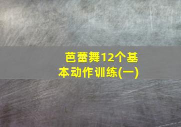 芭蕾舞12个基本动作训练(一)