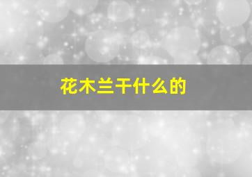 花木兰干什么的