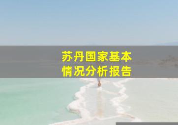 苏丹国家基本情况分析报告