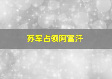 苏军占领阿富汗