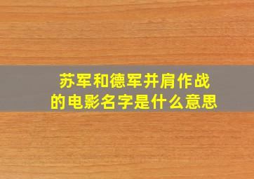 苏军和德军并肩作战的电影名字是什么意思