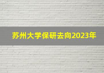 苏州大学保研去向2023年