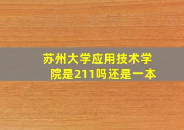 苏州大学应用技术学院是211吗还是一本