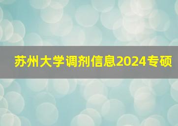 苏州大学调剂信息2024专硕