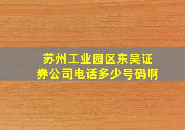 苏州工业园区东吴证券公司电话多少号码啊