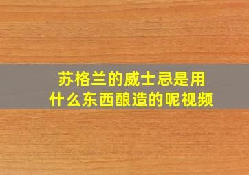 苏格兰的威士忌是用什么东西酿造的呢视频