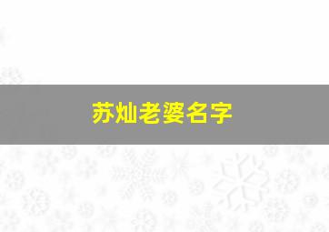 苏灿老婆名字