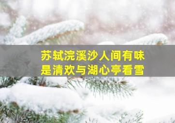 苏轼浣溪沙人间有味是清欢与湖心亭看雪