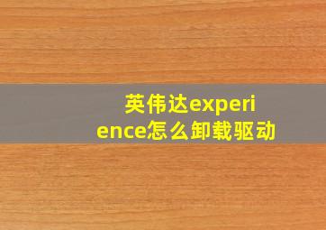 英伟达experience怎么卸载驱动