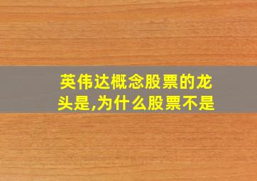 英伟达概念股票的龙头是,为什么股票不是