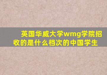 英国华威大学wmg学院招收的是什么档次的中国学生