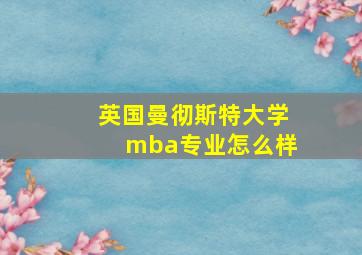 英国曼彻斯特大学mba专业怎么样