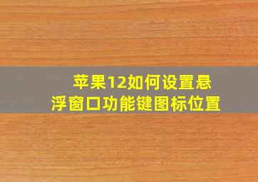 苹果12如何设置悬浮窗口功能键图标位置