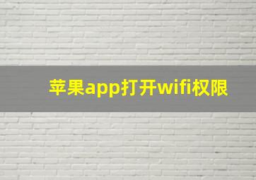 苹果app打开wifi权限