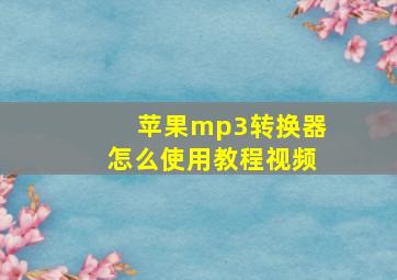 苹果mp3转换器怎么使用教程视频