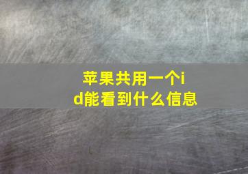 苹果共用一个id能看到什么信息