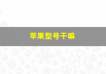 苹果型号干嘛