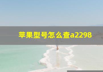 苹果型号怎么查a2298