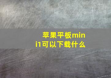 苹果平板mini1可以下载什么