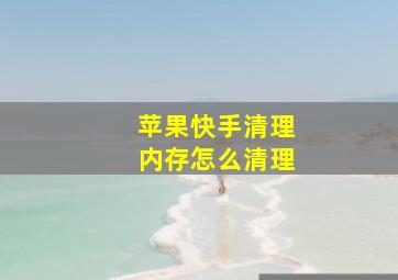 苹果快手清理内存怎么清理