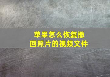 苹果怎么恢复撤回照片的视频文件