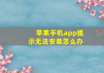 苹果手机app提示无法安装怎么办