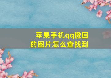 苹果手机qq撤回的图片怎么查找到