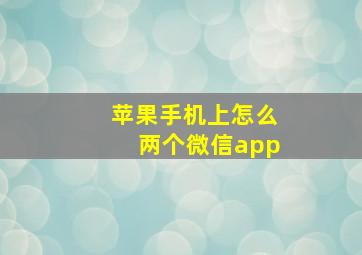 苹果手机上怎么两个微信app